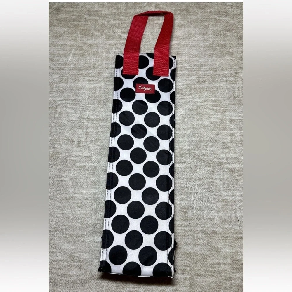 Thirty one 31 Perfect Bottle Thermal Wine Gift Bag Black Polka Dot 877A Spotty